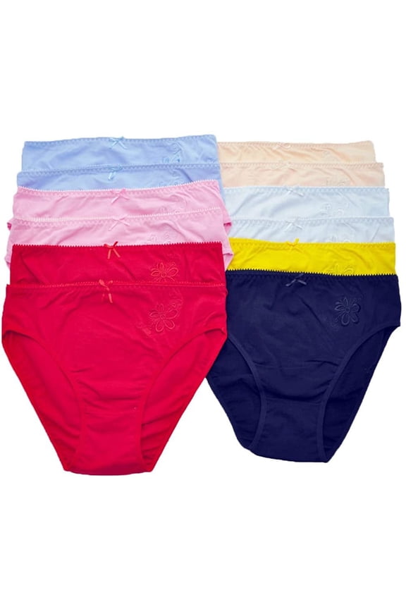 1 or 6 or 12 Pieces Plain Flower High Waist Full Briefs Cotton Panty 3XL (2905) (3XL, 12 Pieces Show)