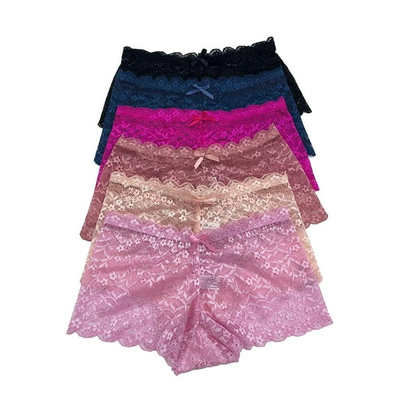 Iheyi 12 Pack of Women's Regular & Plus Size Lace Boyshort Panties Panty Underwear (Medium)