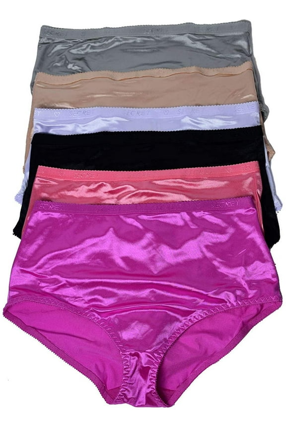 12 Pieces S-4XL Women Tummy Control Slimmer Briefs High Waist Satin Bikini Panty S - 4XL (Small)