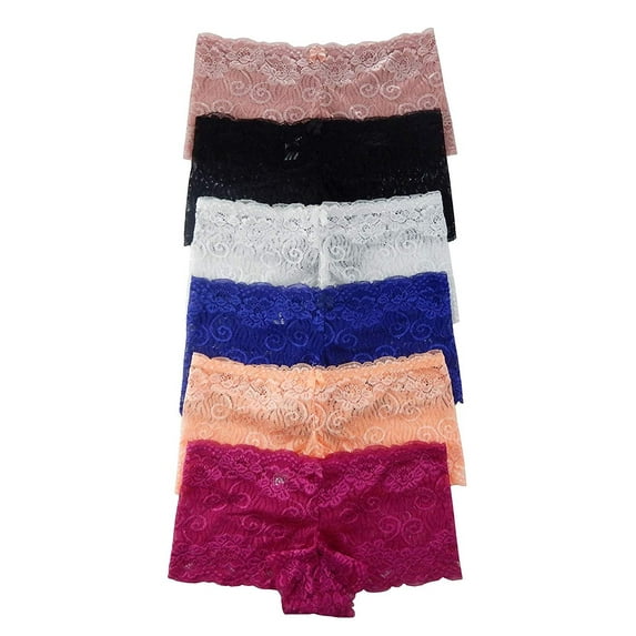 Iheyi 12 Pieces Women's Sexy Boxer Hipter Boyshort Lace Boyshorts Panty Underwear (Large)