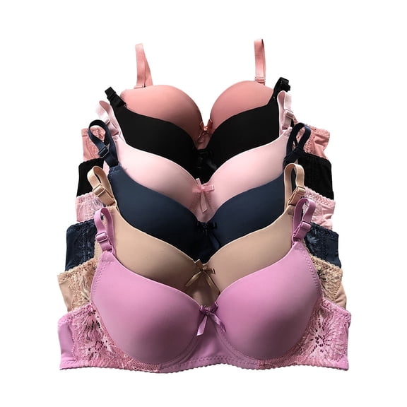 Iheyi 6 Packs Women Full Cup Regular Padded Everyday Wear 30A 32A 34A 36A Bra 30A