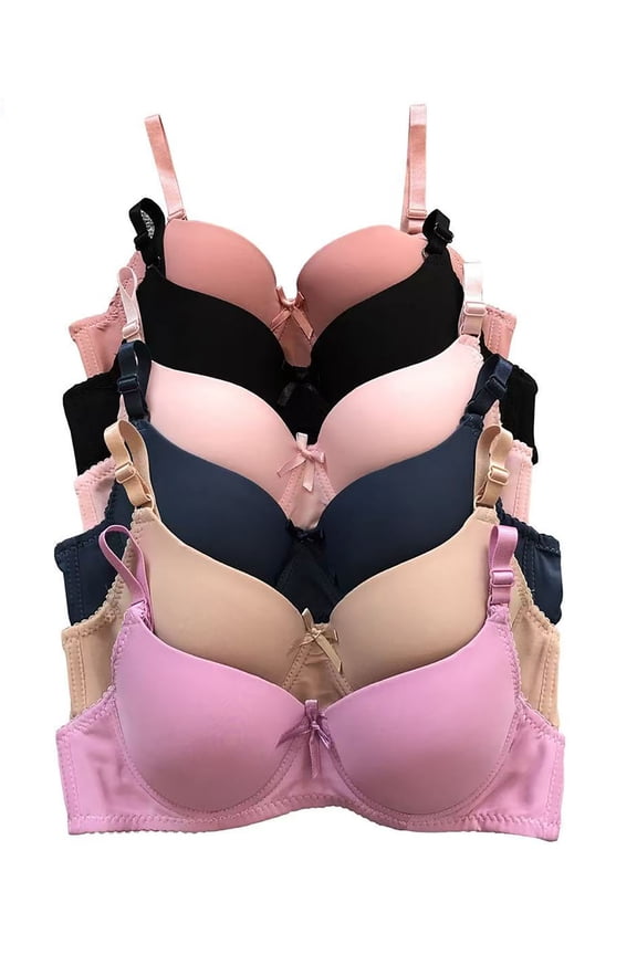 6 Packs Women Full Cup Regular Padded Everyday Wear 30A 32A 34A 36A Bra 32A (52026-59LE4)