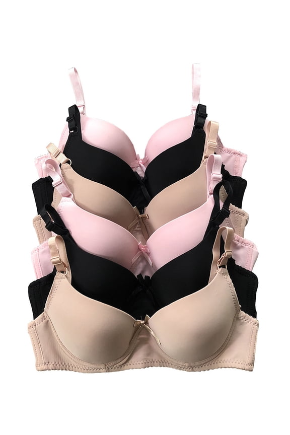 6 Packs Women Full Cup Regular Padded Everyday Wear 30A 32A 34A 36A Bra 32A