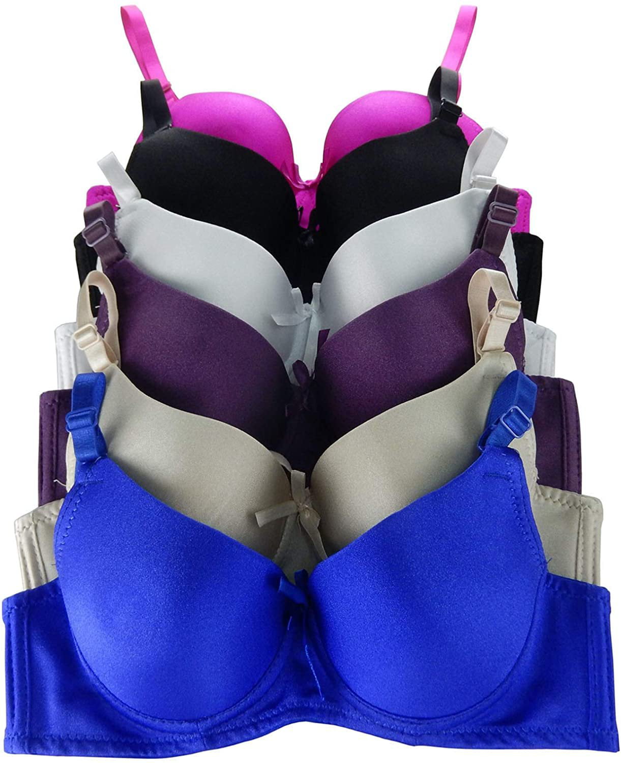 Iheyi 6 Packs of Full Cup Push Up 30A 32A 34A 36A Pushup Bra