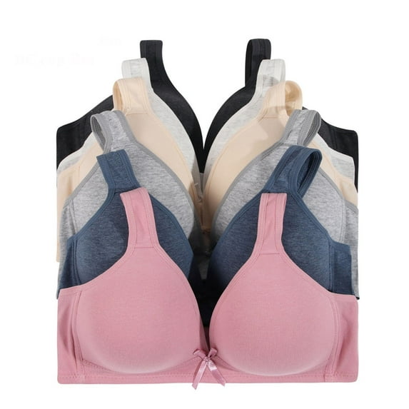 Iheyi 6 Pieces No Wire Full Cup Plain/Lace Light Padded Wire Free Bra A/B/C