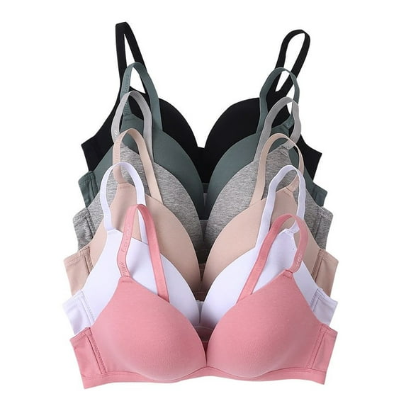 Iheyi 6 Pieces No Wire Full Cup Plain/Lace Light Padded Wire Free Bra A/B/C