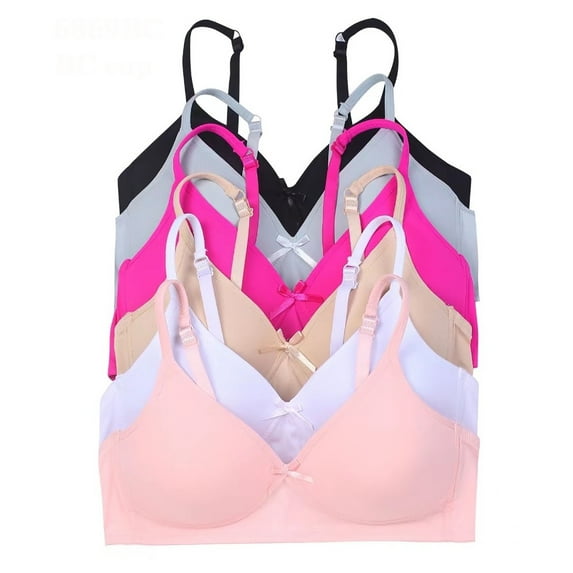 Iheyi 6 Pieces No Wire Full Cup Plain/Lace Light Padded Wire Free Bra A/B/C (34B)