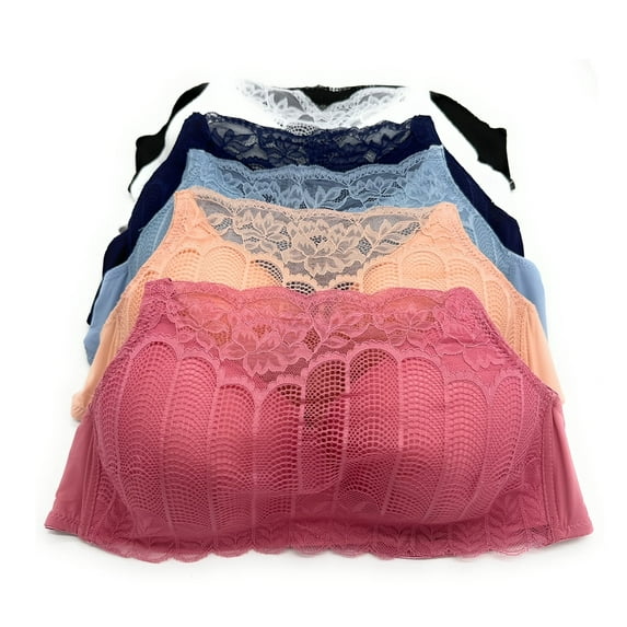 Iheyi 6 Pieces No Wire Full Cup Plain/Lace Light Padded Wire Free Bra A/B/C