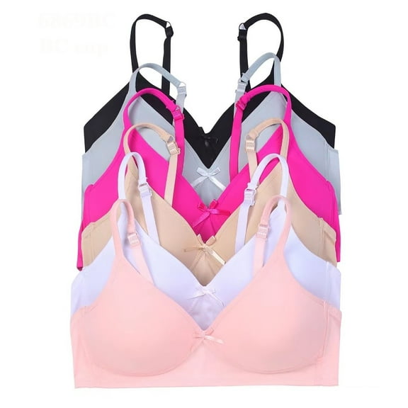 Iheyi 6 Pieces No Wire Full Cup Plain/Lace Light Padded Wire Free Bra A/B/C (38C)