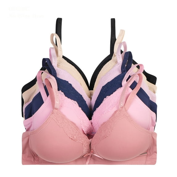 Iheyi 6 Pieces No Wire Full Cup Plain/Lace Light Padded Wire Free Bra A/B/C 40B (6823)