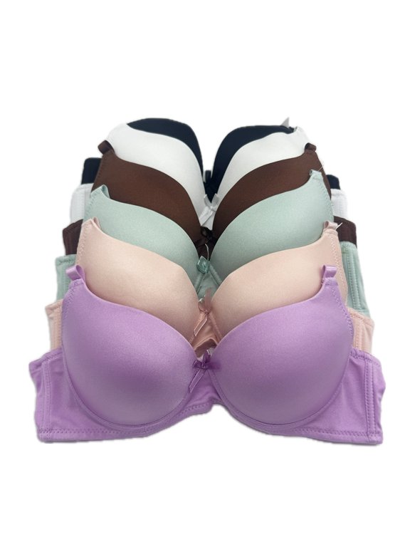 6 Pieces Plain Quality Padded Everyday Regular Bra B/C (36B)