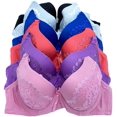thumbnail image 1 of Iheyi 6 Pieces Various Style Plain Polka Dot Basic Comfort Everyday Wear Full Cup Bra A-DDD (36C, Style # 4240), 1 of 3