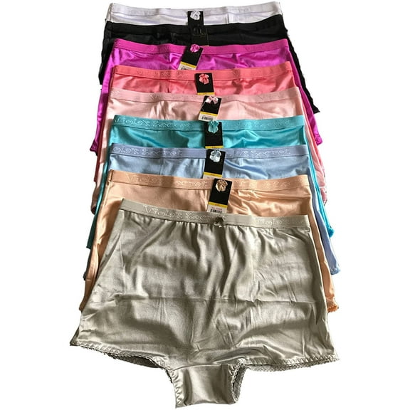 Iheyi 6 or 12 pieces Quality Satin Boyshorts Panty 2XL/3XL/4XL (10068) (3XL, 12 pieces As Picture Show)
