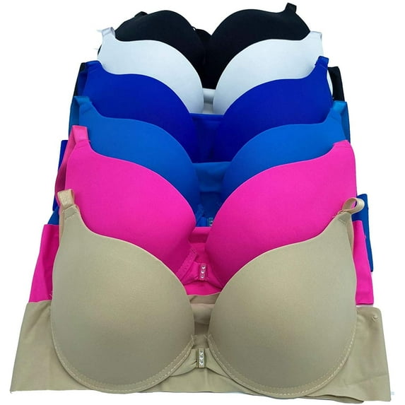 Iheyi 6 pcs Open Front T-Back Raceback Plain Front Closure Bra B/C (34B)