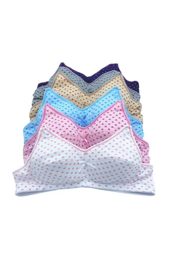 6 pieces Girl's Cotton Wire Free Junior Training Bra A Cup 32A (6271-50L5)
