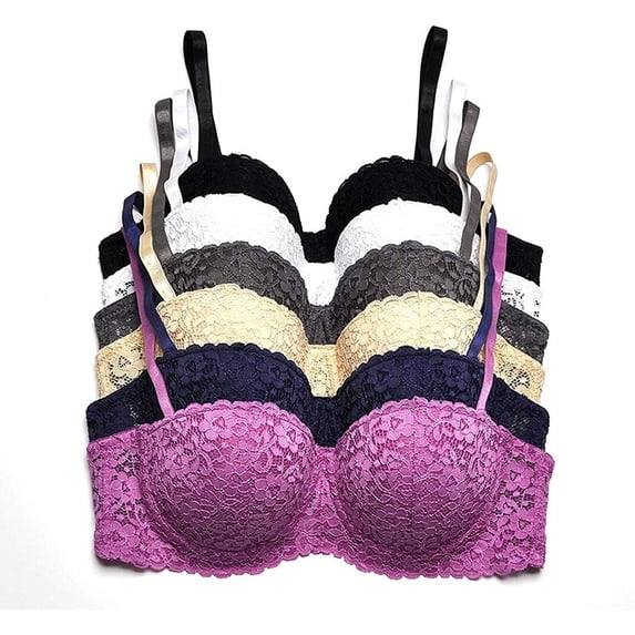 Iheyi Pack of 6 Pieces Women's Wired Basic Plain Light to Regular Padding Everyday Bras (36B)