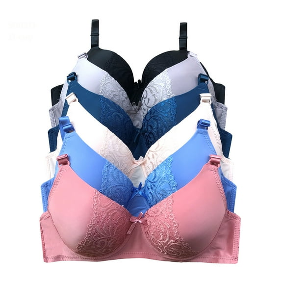 Iheyi Plus Size 6 Pieces Wired Full Cup Light Padded D/DD/DDD Bra (40DD)
