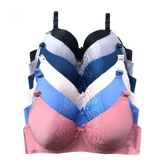 Iheyi Plus Size 6 Pieces Wired Full Cup Light Padded D/DD/DDD Bra (44DD ...