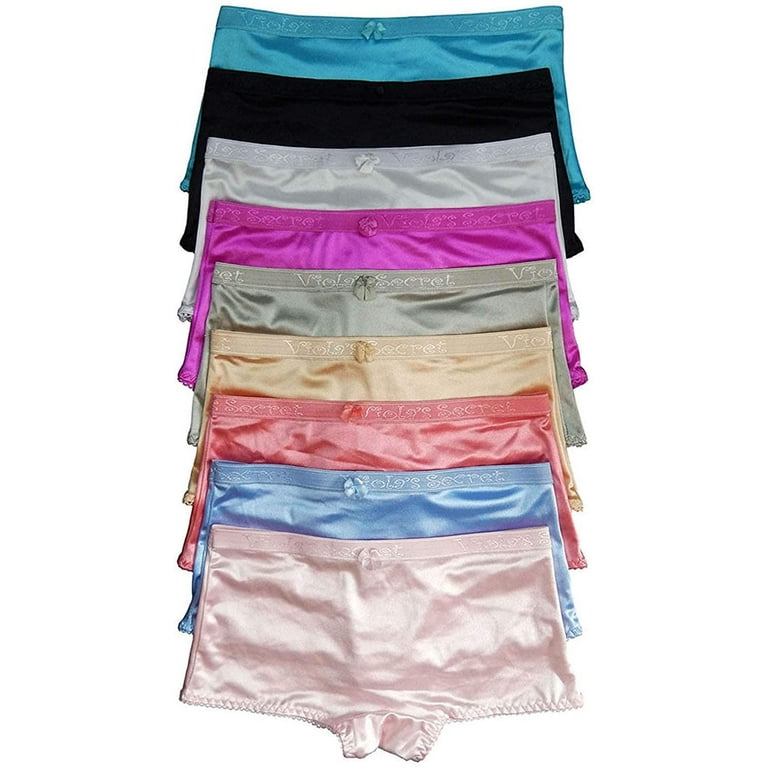 Iheyi Quality Underwear LOT 1 6 or 12 Pieces Women Plain Boyshots Satin Panty  Panties S/M/L/XL (Small, 12 Pieces Show) 