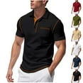 thumbnail image 1 of IhhxPro Big and Tall Men's Collared Shirt with Pockets Button Detail Casual Short Sleeve Top Lightweight Cotton Fit Summer Work Office Daily Wear S-3XL, 1 of 9