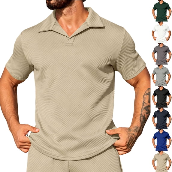 IhhxPro Big & Tall Men's Performance Collared Shirt Quick Dry Short Sleeve Breathable Work Golf Casual Slim Fit Stretch Cotton Summer S-3XL