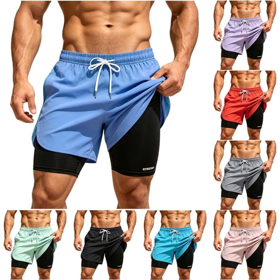 IhhxPro Big and Tall Men's Running Shorts Quick Dry Elastic Waist with Built-In Liner Dual-Layer Gym Athletic Training Jogging Mesh Lightweight Loose Fit Summer XS-4XL
