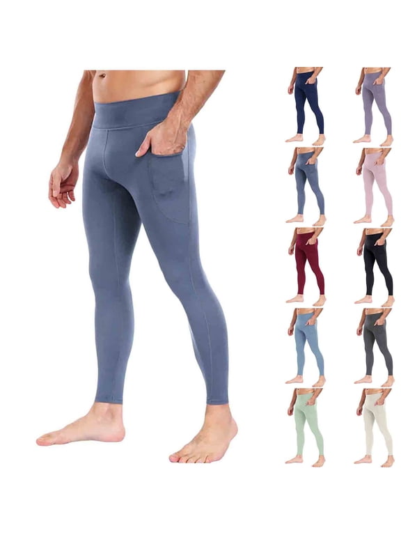Big and Tall Men's Yoga Pants with Pockets High Waisted Running Leggings Quick Dry Tight Fit Compression Athletic Workout Gym Jogger Activewear M-3XL