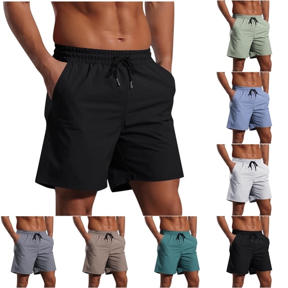 IhhxPro Men's Casual Shorts with Pockets Elastic Waist Swim Quick-Dry Outdoor Lightweight Loose Fit Summer Beach Hiking Travel Activewear L-2XL