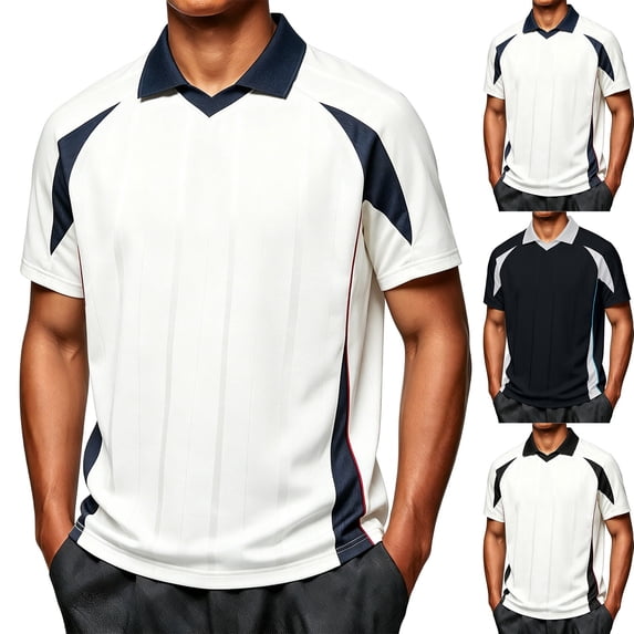 IhhxPro Men's Color Block Collared Shirt Moisture-Wicking Quick Dry Raglan Sleeve Performance Tee Casual Athletic Golf Top Lightweight Stretch S-3XL