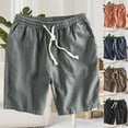 thumbnail image 1 of IhhxPro Men's Cotton Linen Running Shorts Athletic with Pockets Drawstring Gym Casual Summer Loose Fit Lightweight Breathable Jogger Training Workout M-3XL, 1 of 4