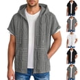 thumbnail image 1 of IhhxPro Men's Hooded Zip-Up Vest with Pockets Textured Letter Hoodie Casual Lightweight Cotton Full Zip Front Stand Collar Streetwear 2XL-5XL, 1 of 9