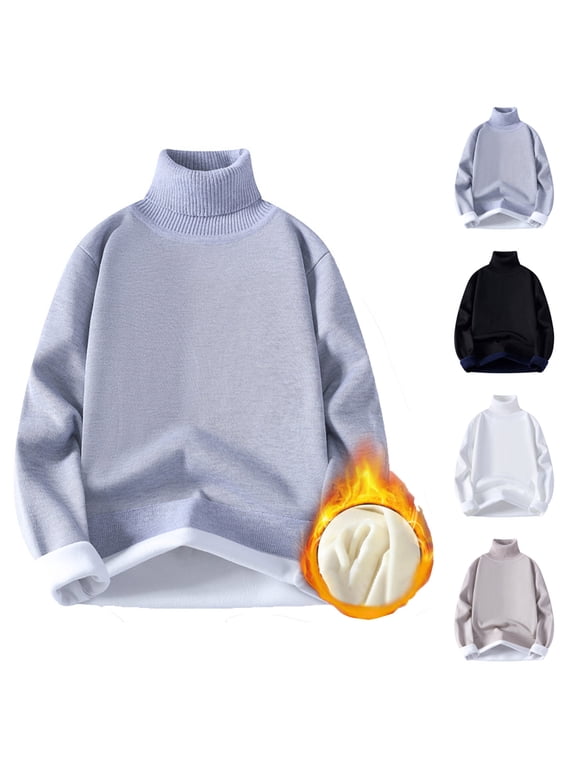 Men's Knit Turtleneck Sweater Fit Pullover Warm Casual Slim Layered Long Sleeve Winter Office Essential Solid M-4XL