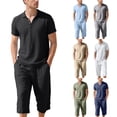 thumbnail image 1 of IhhxPro Men's Linen Button Detail Pants with Pockets Relaxed Fit Casual Set Outfit Lightweight Summer Beach Vacation Straight Leg Trousers S-3XL, 1 of 7