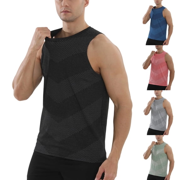 IhhxPro Men's Moisture-Wicking Running Tank Top Quick Dry Fitness Sleeveless Shirt Lightweight Athletic Gym Workout Breathable Loose Fit Summer Training S-2XL