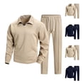 thumbnail image 1 of IhhxPro Men's Quilted Lounge Set Long Sleeve Button Detail Pajama with Pants XS-2XL, 1 of 7