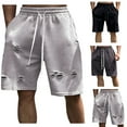 thumbnail image 1 of IhhxPro Men's Running Shorts Ripped Sweat with Drawstring Elastic Waist Athletic for Gym Loose Fit Breathable Cotton Casual Summer Jogger Training M-3XL, 1 of 6