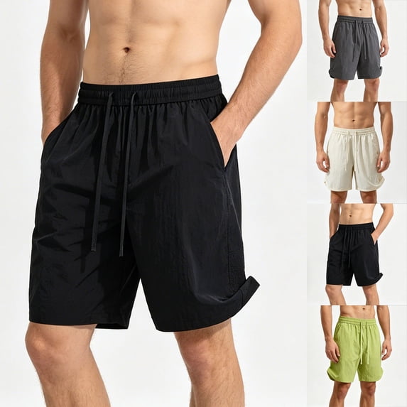 IhhxPro Men's Running Shorts Summer Quick Dry Men Lightweight Breathable Loose Fit Athletic Jogging Gym Workout Casual Activewear Elastic Waistband Side Pockets M-4XL