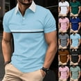 thumbnail image 1 of IhhxPro Men's Short Sleeve Button down Shirt Fit Quick Dry Collared Men Striped Casual Lightweight Summer Office Travel Golf M-3XL, 1 of 4