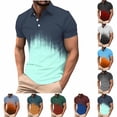thumbnail image 1 of IhhxPro Men's Short Sleeve Gradient Collared Shirt with Button Detail Fashion Casual Summer Slim Fit Cotton Office Golf S-4XL, 1 of 6
