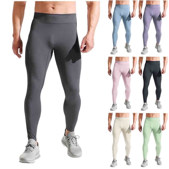 IhhxPro Men's Yoga Pants High-Waisted Tight Quick-Dry Moisture-Wicking Compression Running Tights Athletic Gym Workout Stretch Full Length Slim Fit M-3XL