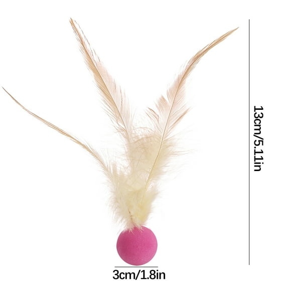 Ihhxbs Bouncy Ball Cat Toy with Feathers and Rubber Material for Interactive Play and Exercise, Purple, 1 Pc