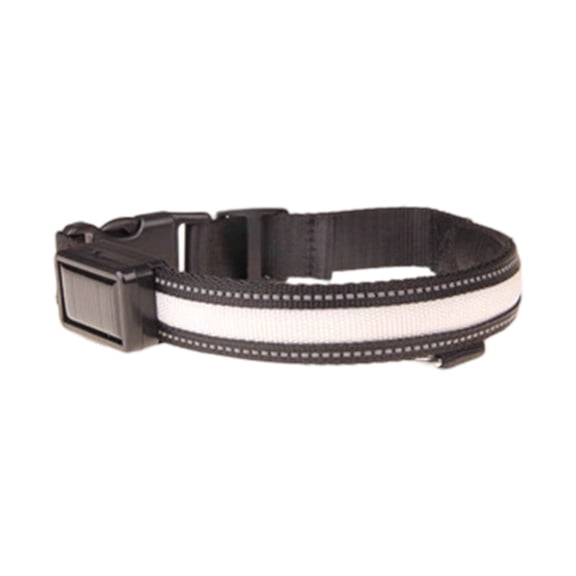 Ihhxbs Dog Collar and Leash Set with Led Lights, Usb and Solar Charging, Reflective and Adjustable for Nighttime Safety and Outdoor Walks, White Nylon, 1 Pc