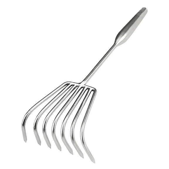 Ihhxbs Garden Rake with Steel Tines and Handle, Efficient Leaf and Debris Collection for Yard Work and Lawn Maintenance, Stainless Steel, 1 Pc