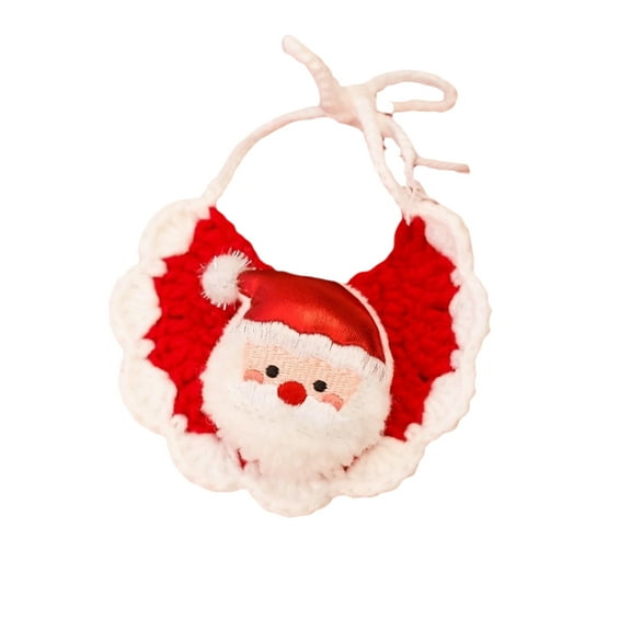 Ihhxbs Knitted Pet Scarf with Fleece Lining and Adjustable Closure, Cozy Collar Decoration for Dogs and Cats, Red Plaid, 1 Pc