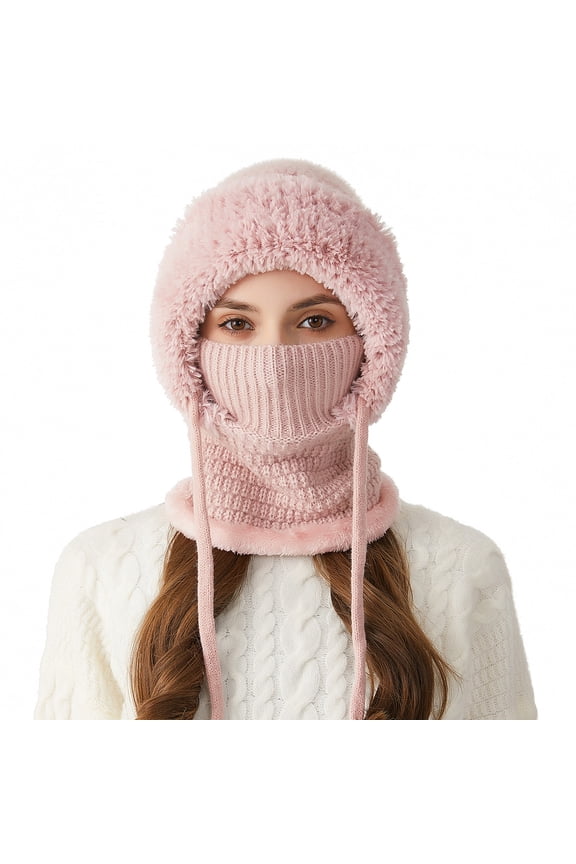 Knitted Winter Face Shield, Warm Fleece-lined Balaclava for Outdoor Sports, Black