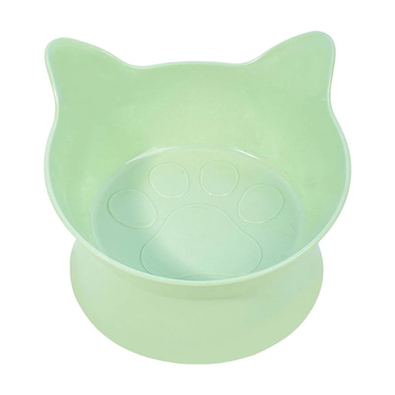 Ihhxbs Large Capacity Cat Food and Water Bowl with Elevated Design and Non-slip Base, Supports Healthy Posture for Feeding and Drinking, Green Plastic, 1 Pc