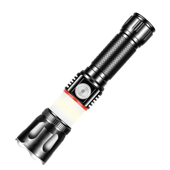 Ihhxbs Led Flashlight with Zoomable Focus and Rechargeable Battery, High-output Handheld Light for Camping and Emergency Use, Black