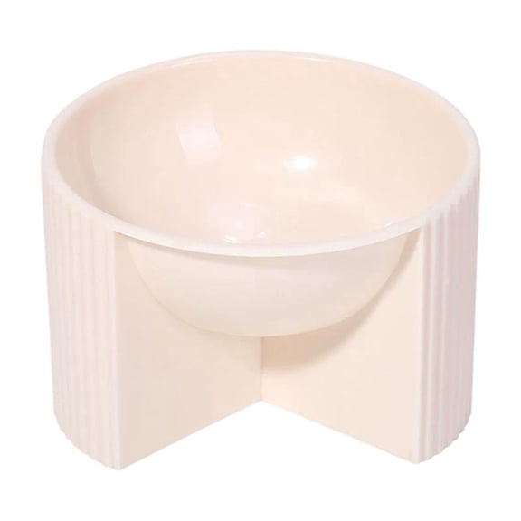 Ihhxbs Spill-proof Cat Bowl and Water Dispenser with Wide Mouth and Tall Legs, Elevated Feeder for Food and Water, Beige Plastic, 1 Pc