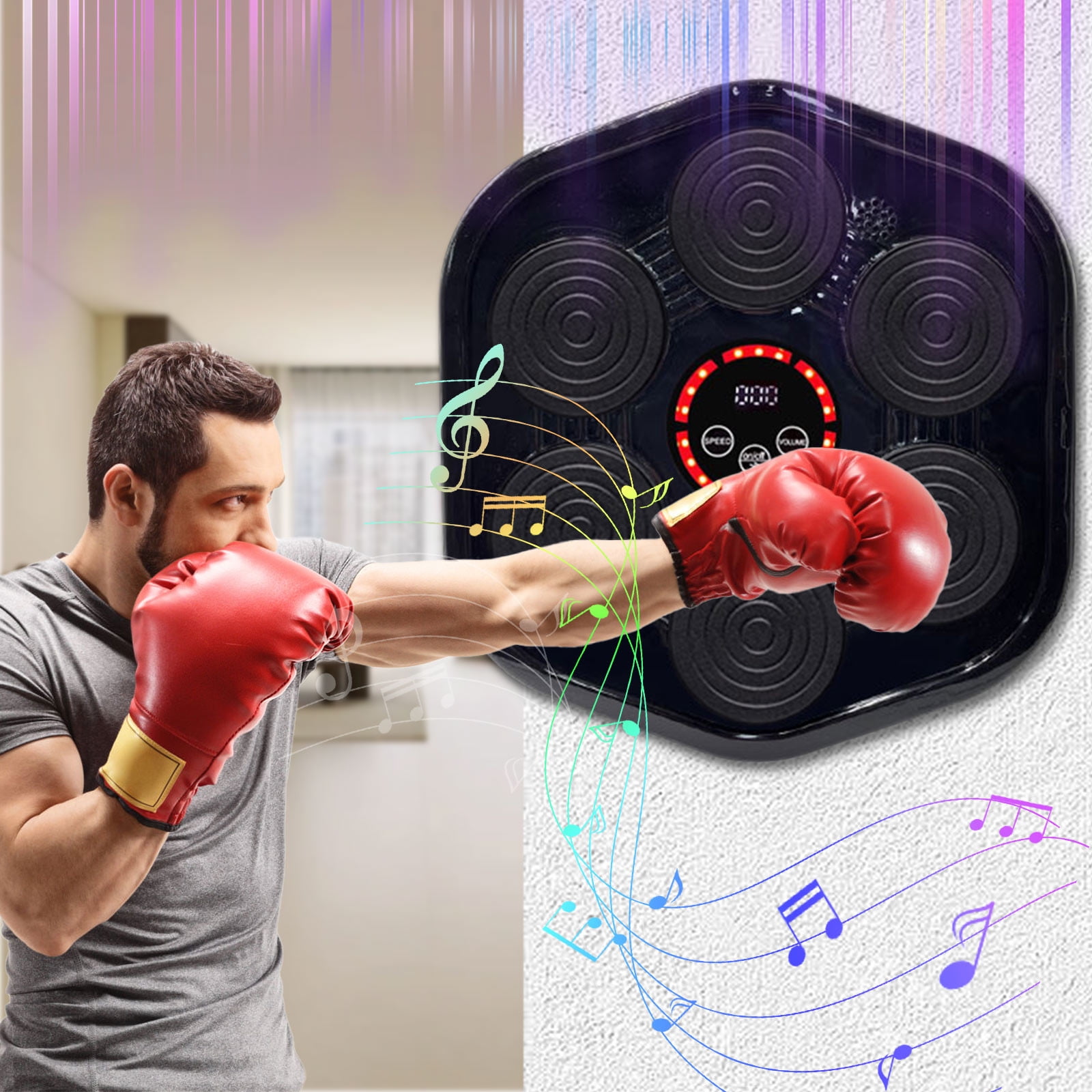 Ihhxbz Music Boxing Machine Upgraded Wall Mounted Smart Punch Trainer ...