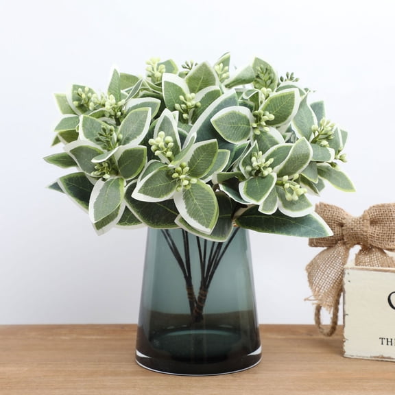 Ihhxva 12 Pcs Artificial Leaves Branch, Short with Leaves, Diy Leaf Decoration, for Flower Arrangements, Home Decor, Table Centerpieces